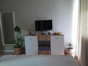 a living room with a tv on top of a cabinet at HARMONY in Žarkovo