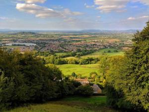 a view of a city from a hill with trees at The Caledon in Honeybourne Station