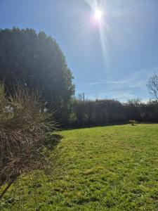 un campo de hierba con el sol en el cielo en Le Longbeach 1, en Longueville 8 fotos más