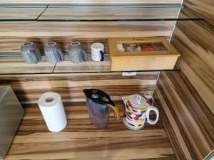 Kaffemaskin og/eller vannkoker på SkyAprt77m Jacuzzi