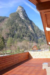a view of a mountain from the porch of a house at Panorama Suite in Oberammergau