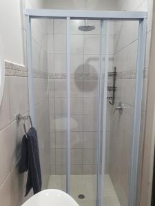 una doccia con una porta in vetro in un bagno di Willow's Corner-Just like home! a Durban Altre 4 foto