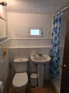 Un baño pequeño con inodoro y lavabo. en El Valle, en Piedralaves