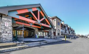 a building with a geometric facade on a street at Gateway Lodge 5099 by SummitCove Lodging in Colorado in Keystone