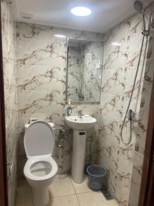 a bathroom with a toilet and a sink at Dar Maba in Tazenakht