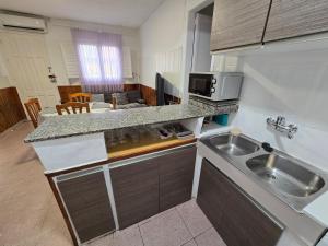 a kitchen with a sink and a counter top at Chalet Ebro barbacoa in Riba-roja d'Ebre