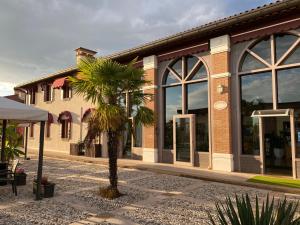 a building with a palm tree in front of it at Residence Nonna Giuseppina in Casoni
