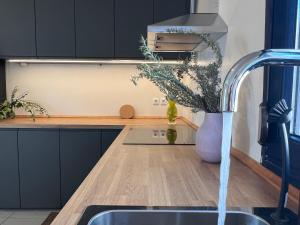 Kuchyň nebo kuchyňský kout v ubytování Maisonette with Stunning Terrace & Private Garage - By Solstad