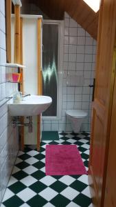 a bathroom with a sink and a toilet at Haus Jana in Hermagor