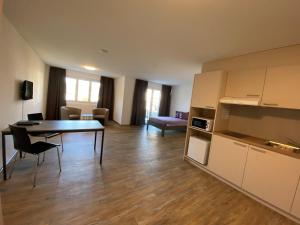 Kuchyň nebo kuchyňský kout v ubytování Motel & Aparthotel Brüggli