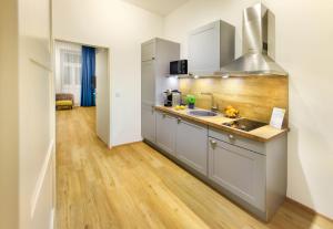 Kuchyň nebo kuchyňský kout v ubytování Jimmys Apartments XXL