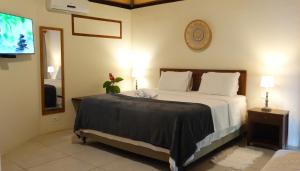 a bedroom with a large bed and a tv at Pousada Fruta Pão in Barra Grande