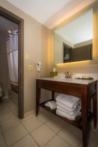 La salle de bains est pourvue d'un lavabo et d'un miroir. dans l'établissement Lodge of Four Seasons Golf Resort, Marina & Spa, à Lac des Ozarks