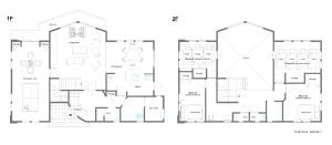 ein Grundriss eines Hauses in der Unterkunft Hakone Ninotaira Cottage in Onsensō + 42 Fotos