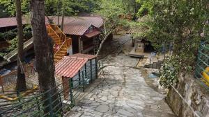an overhead view of a street with a fence at Yuvarlakçay pınar Otel in Köyceğiz