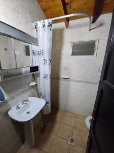 a bathroom with a sink and a shower at Casa de montaña Los Picus in Potrerillos