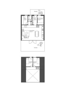 a floor plan of a house at Modernized A-Frame House Near Saksild Beach in Odder