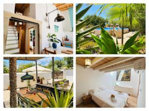 a collage of four pictures of a house at Quinta da Vida in Moncarapacho
