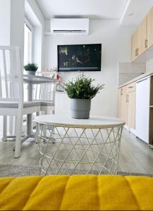 TV a/nebo společenská místnost v ubytování Studijos tipo apartamentai