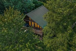an overhead view of a house in the trees at Blue Sage Hideaway home in Sevierville