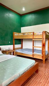 two bunk beds in a room with green walls at Felban's Farm in Carmen