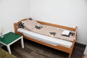 a bunk bed in a room with a green table at Dunja in Sivac