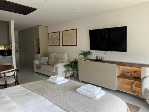 TV a/nebo společenská místnost v ubytování Studio Luxury Quinta da Barca