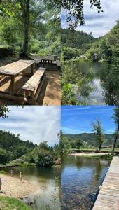 quatre vues différentes sur une rivière et un pont dans l'établissement Casa bela paisagem, à Castro Daire 15 autres photos