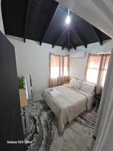 a bedroom with a large bed in a room at Harvey's Mizpahcot Oasis - Cruise Port, Us Embassy and Vacation in Bridgetown