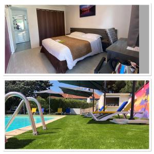 Bazén v ubytování Hotel Des 4 Vents "Esprit Camargue" Parking Privé securisé nebo v jeho okolí