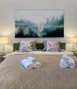 Un pat sau paturi într-o cameră la Sazava River Apartment