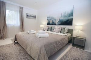 Un pat sau paturi într-o cameră la Sazava River Apartment
