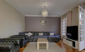 ein Wohnzimmer mit Sofa und Fernseher in der Unterkunft Domaine Magnolia in Les Abrets en Dauphine