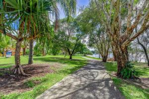 a path through a park with palm trees at Cosy Hideaway Studio - Close to Everything in Buddina