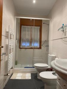 a bathroom with a shower and a toilet and a sink at Casa Massó in Anserall +20 photos