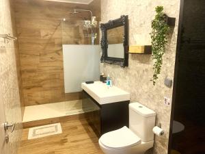 スパタにあるMocha Luxury Residenceのバスルーム(トイレ、洗面台、鏡付)