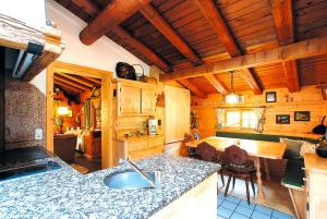 a kitchen with a sink and a counter top at Jagdhütte Hubertus in Silbertal