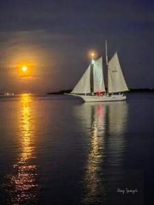 a sail boat on the water at night at Ocean Club 1206 Premier in Biloxi