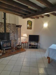 La Selle-CraonnaiseにあるRural Country Retreatのリビングルーム(暖炉、テレビ付)