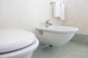 ローディ・ガルガーニコにあるAlbergo Il Giardinoの白いトイレと洗面台のあるバスルーム