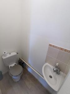 a bathroom with a toilet and a sink at Chez Sab in Saint-Fons