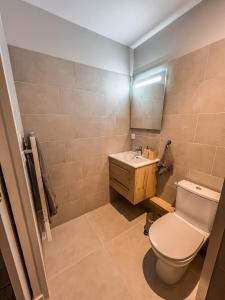 a bathroom with a toilet and a sink at Studio cosy Villefranche-Sur-Saône in Villefranche-sur-Saône