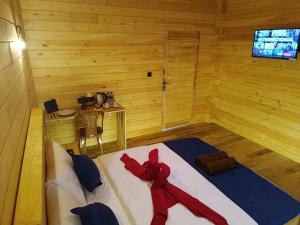 TV a/nebo společenská místnost v ubytování Wood Chalets Ella