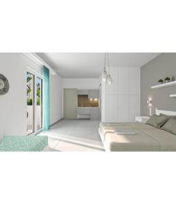 a rendering of a bedroom with a bed at Ninemia Beach Hotel & Suites in Agia Marina Nea Kydonias +39 photos