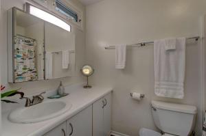 a bathroom with a sink and a toilet and a mirror at Hilo Hale Kaumana in Hilo +15 photos