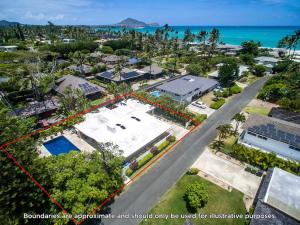 an aerial view of a city with the ocean at Kailua Beachside in Kailua