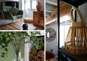 a collage of pictures of a room with a chair and a vase at La Nuit étoilée - Maison d 'artiste - Auvers-sur-Oise in Auvers-sur-Oise