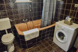 a bathroom with a toilet and a washing machine at Apartman Nina in Ðakovo