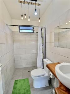 a bathroom with a toilet and a sink at Tahiti Iti - Fare Pihiti Spot in Paui +12 photos