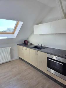 a kitchen with a sink and a stove at Le Sanctuaire des Etoiles in Rohrbach-lès-Bitche
